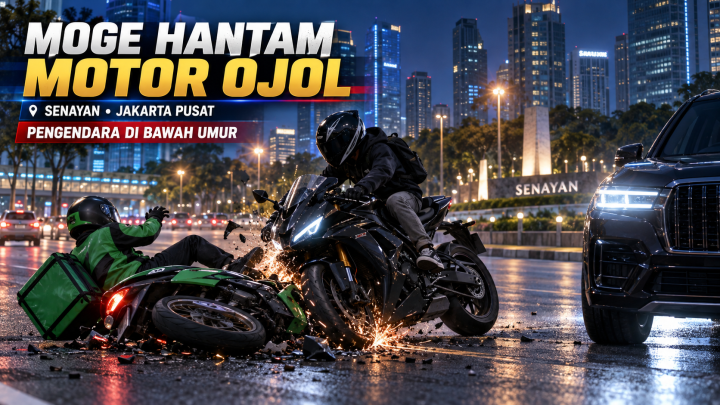 Moge Hantam Motor Ojol di Senayan Jakpus, Pengendaranya Ternyata Masih di Bawah Umur