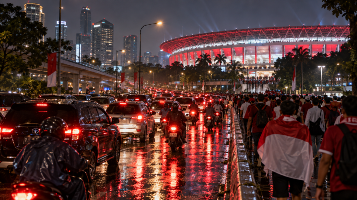 Jelang Timnas Indonesia Vs Malaysia FIFA ASEAN Cup 2026, Lalu Lintas Arah GBK Macet