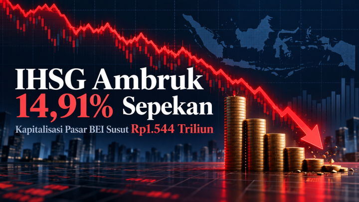 IHSG Ambruk 14,91% Sepekan, Kapitalisasi Pasar BEI Susut Rp1.544 Triliun