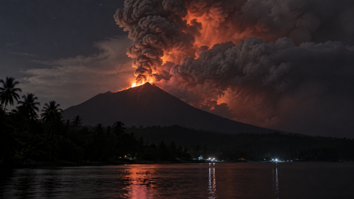 Gunung Ibu Erupsi Malam Ini, Abu Vulkanik Membubung 700 Meter ke Langit