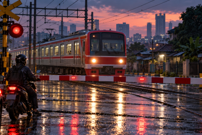 Kecelakaan di Stasiun Pasar Minggu, Pemotor Tertabrak KRL usai Terobos Palang Pintu