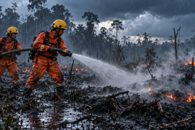 Titik Api Masih Ditemukan meski Diguyur Hujan, Karhutla Jambi Sulit Dipadamkan