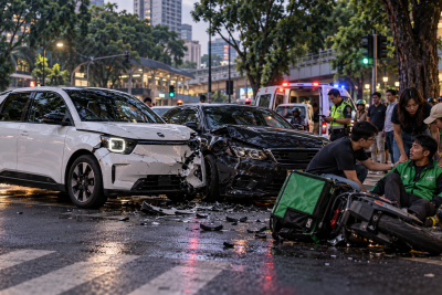 Kronologi Mobil Listrik Lindas Pengemudi Ojol hingga Tabrak Kendaraan Lain di Blok M Jaksel