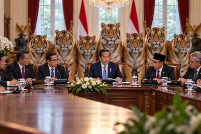 Penampakan Maung Menteri Berjejer di Istana saat Sidang Kabinet 2 Tahun Prabowo