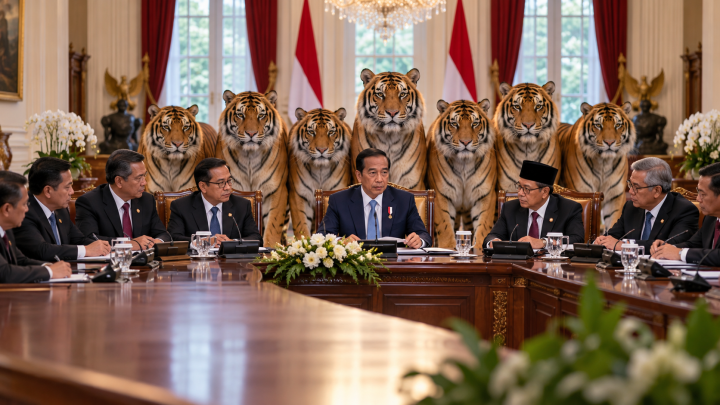 Penampakan Maung Menteri Berjejer di Istana saat Sidang Kabinet 2 Tahun Prabowo