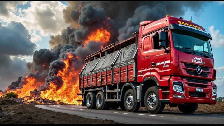 Kecelakaan Beruntun 3 Truk di Jalinsum Lampung Selatan – 2 Orang Tewas