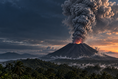 Gunung Ibu Erupsi Pagi Ini, Kolom Abu Capai 800 Meter di Atas Puncak