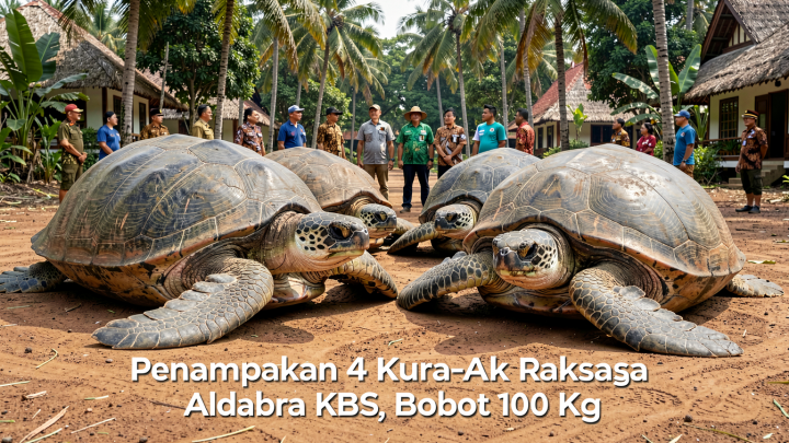 Penampakan 4 Kura-Kura Raksasa Aldabra di KBS, Bobot 100 Kg