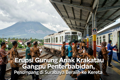 Erupsi Gunung Anak Krakatau Ganggu Penerbangan, Penumpang di Surabaya Beralih ke Kereta