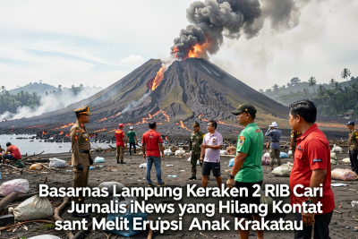 Basarnas Lampung Kerahkan 2 RIB Cari Jurnalis iNews yang Hilang Kontak saat Meliput Erupsi Anak Krakatau