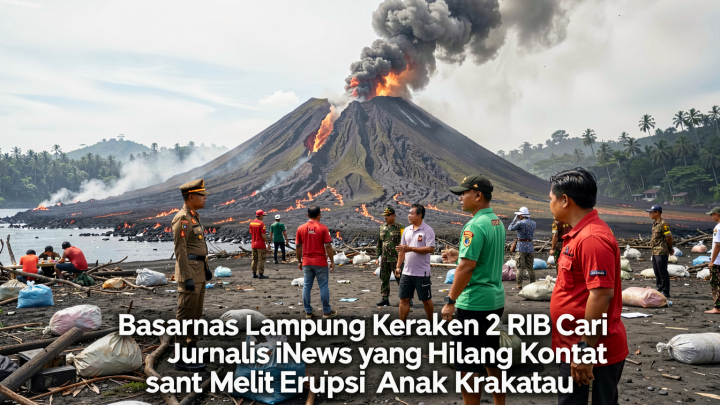 Basarnas Lampung Kerahkan 2 RIB Cari Jurnalis iNews yang Hilang Kontak saat Meliput Erupsi Anak Krakatau